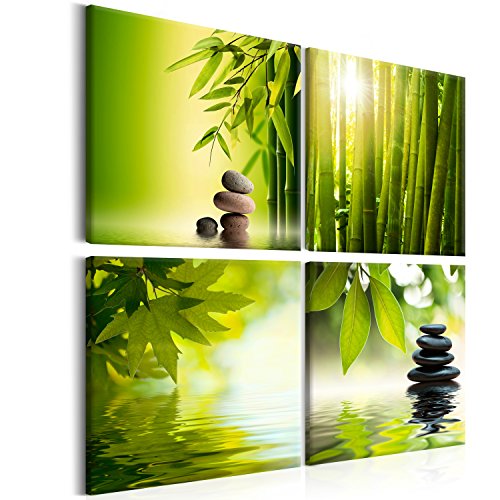 Wand-Bild Kunstdruck aus Hart-Glas Hochformat 50x100 Orchidee und Bambus 