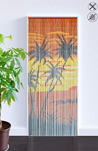 Bambusvorhang 90x200 cm mit Holzperlen Fliegenvorhang Türvorhang Insektenschutz 