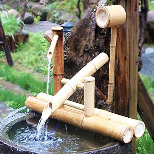 Bambus-Wasserspiel Wasserlauf Höhe  50 cm Wasserfall Gartendeko Zimmerbrunnen 